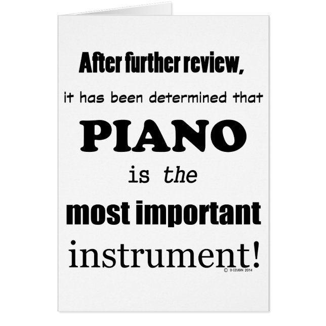 Cartão Instrumento mais importante para o Piano (Frente)