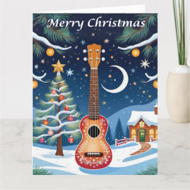 Cartão Instrumento Musical Ukulele Neve Grande Natal