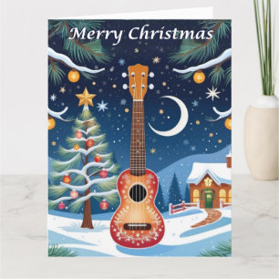 Cartão Instrumento Musical Ukulele Neve Grande Natal