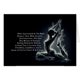 Cartão Instrutor Yoga Reiki Pose Rei Pigeon com uma perna