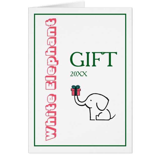 Cartão Intercâmbio de Presentes Elefante Branco no Natal (Frente)
