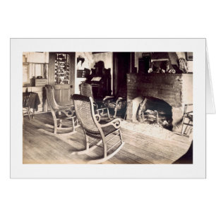 Cartão Interior de uma barraca de madeira americana, c.18