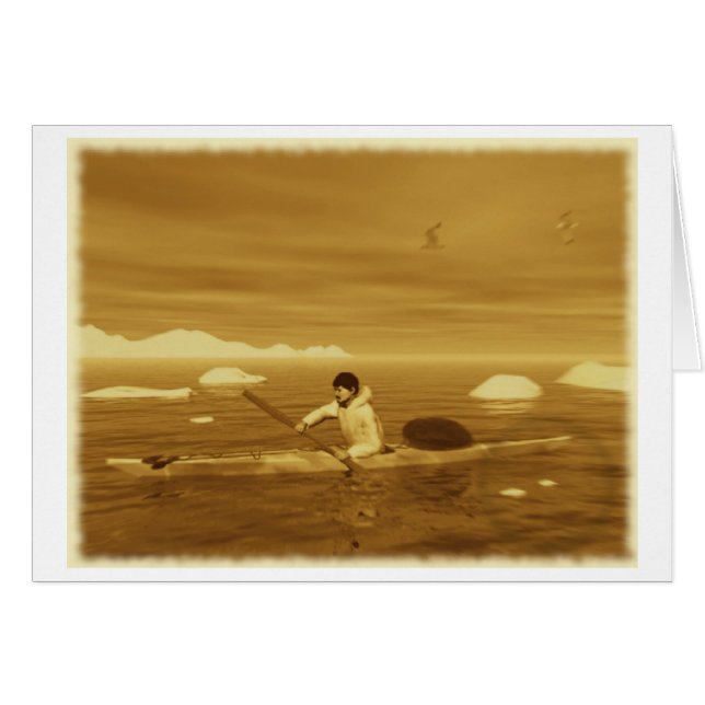 Cartão Inuit Kayak (Frente Horizontal)
