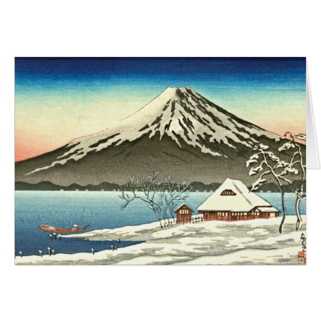 Cartão Inverno 1890 de Monte Fuji (Frente Horizontal)