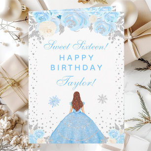 Cartão Inverno Azul Cabelo Castanho Princesa Doce Dezesse