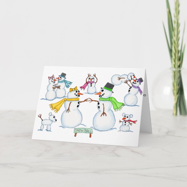 Cartão Inverno - Boneco de Neve Baile (Frente)