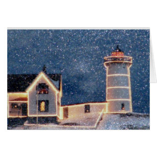 Cartão Inverno do farol do Nubble