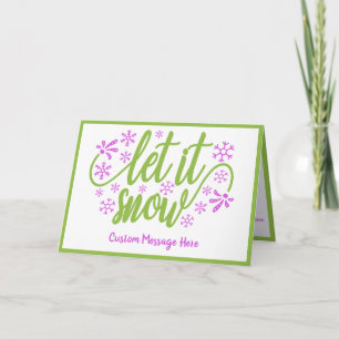 Cartão Inverno Elegante Que Neve Com Uma Saudação Verde