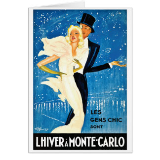 Cartão Inverno europeu do vintage no viagem de Monte - de