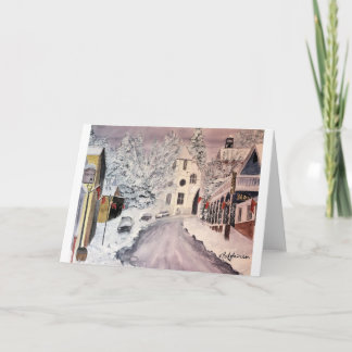 CARTÃO INVERNO NA CIDADE CA DE NEVADA, AQUARELA,