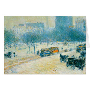 Cartão Inverno na Praça da União por Frederick Childe Has