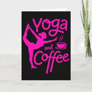 Cartão Ioga E Café Exercício Matinal Consciente Relaxamen