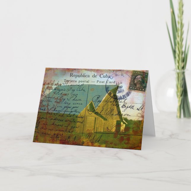 Cartão Iowa Barn, Vintage Postcard Texture (Frente)