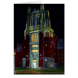 Cartão Iowa City Iowa Tower no Night