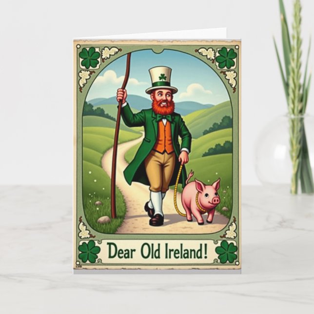 Cartão Ireland Man And Pig Fun Day Card (Frente)