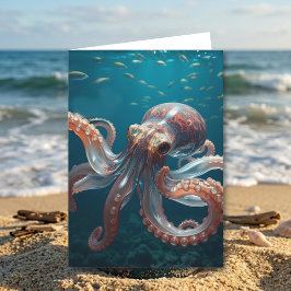 Cartão Iridescent Glass Octopus Art | Father's Birthday