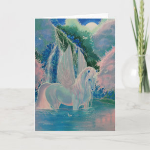 Cartão "Iridescent World" Winged Unicorn Greeting Card