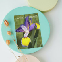 Iris Floral Roxo e Amarelo Parabéns