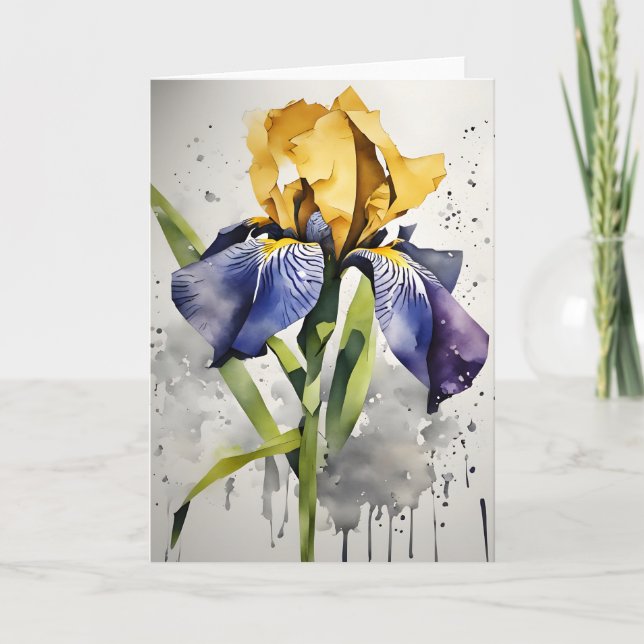 Cartão Íris - Flores em aquarela (Frente)