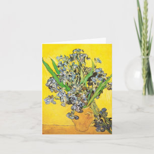 Cartão Irises Against Yellow Background Van Gogh Fine Art