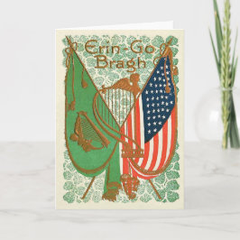Cartão Irish American Flag Harp de Erin Shamrock