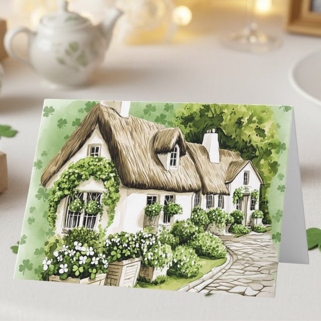 Cartão Irish Cottage Irish Blessing St. Patrick's Day (Criador carregado)