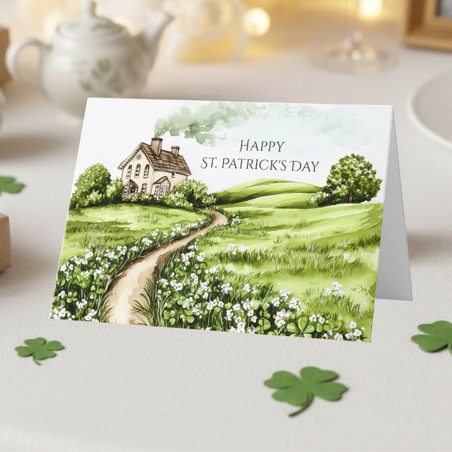 Cartão Irish Cottage Irish Blessing St. Patrick's Day (Criador carregado)