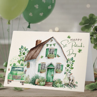Cartão Irish Cottage Vintage Truck | St. Patricks Day
