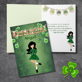 Cartão Irish Dance Shamrock deseja o aniversário do cabel
