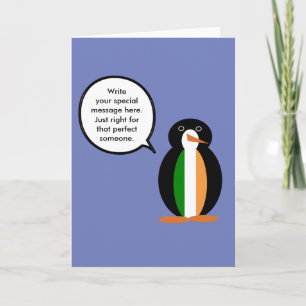 Cartão Irish Flag Talking Ms Penguin