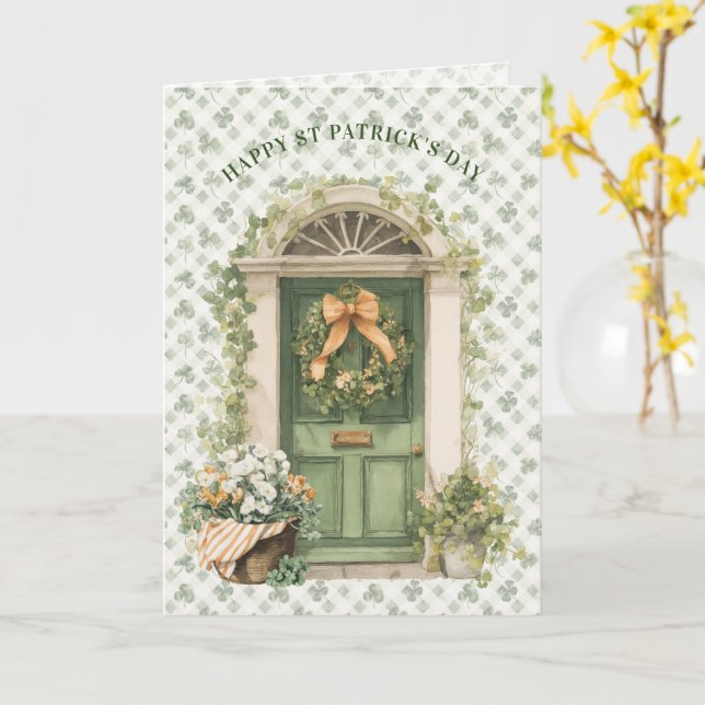 Cartão Irish Front Door | St Patrick's Day Irish Blessing (Flor Amarela)