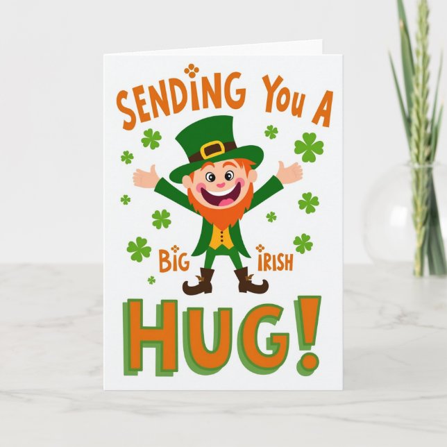 Cartão Irish Hugs Leprechaun Fun Card (Frente)