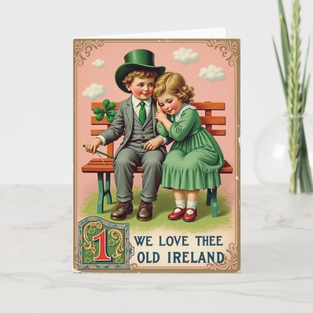 Cartão Irish Kids Vintage Theme Card (Frente)