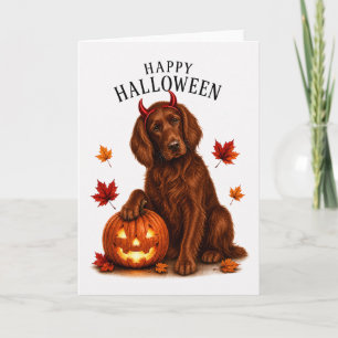Cartão Irish Setter Halloween Diabo Cão