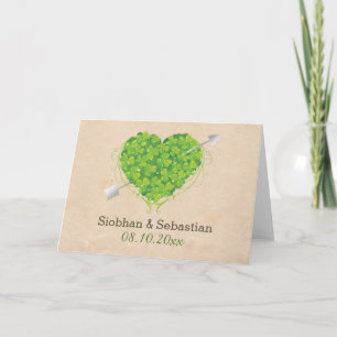Cartão Irish Wedding Shamrock Heart