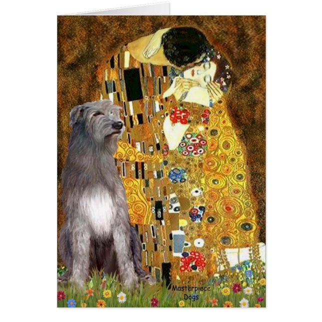 Cartão Irish Woldhound 1 - O Beijo (Frente)