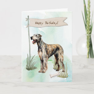Cartão Irish Wolfhound Dog Breed Sob Sinal De Aniversário