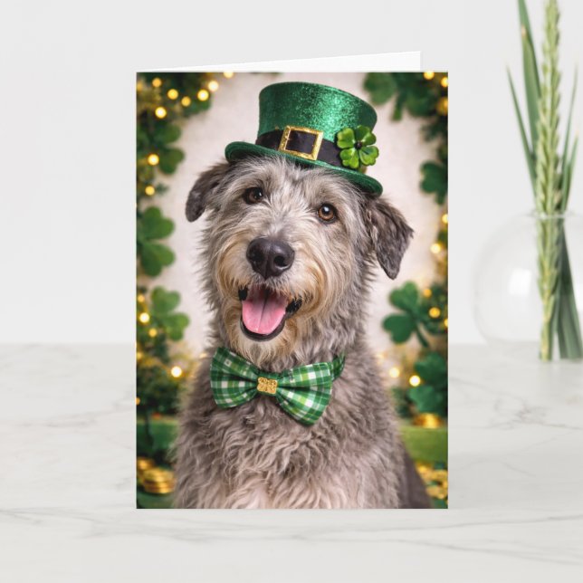 Cartão Irish Wolfhound St. Patrick’s Day Card  (Frente)