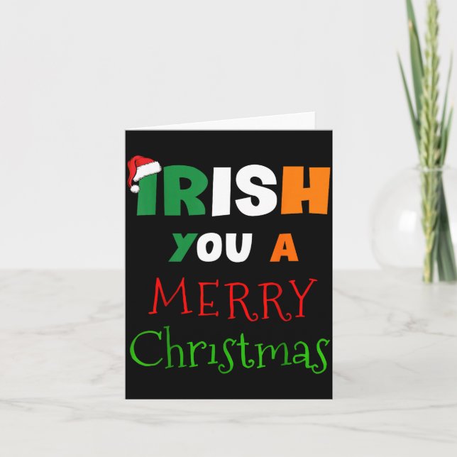 Cartão Irish You A Merry Christmas Ireland Flag Xmas Hat  (Frente)