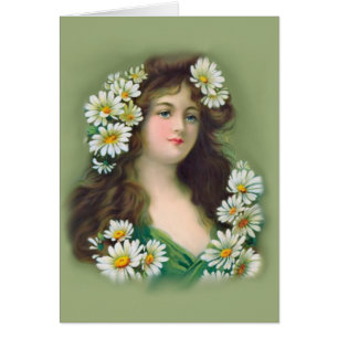Cartão Irlandês Colleen do vintage