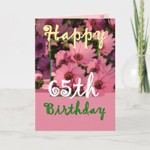Cartão IRMÃ - 65º aniversário com Flores Rosa-Margaridas