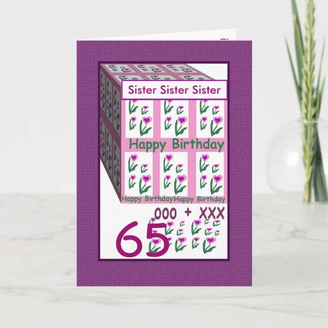 Cartão IRMÃ - 65th aniversário feliz (Frente)