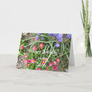 Cartão Irmã Bed de Flor de Aniversário
