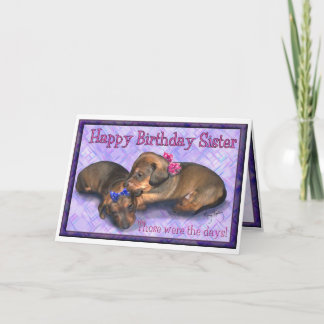 Cartão Irmã Birthday Duas irmãs de Dachshund