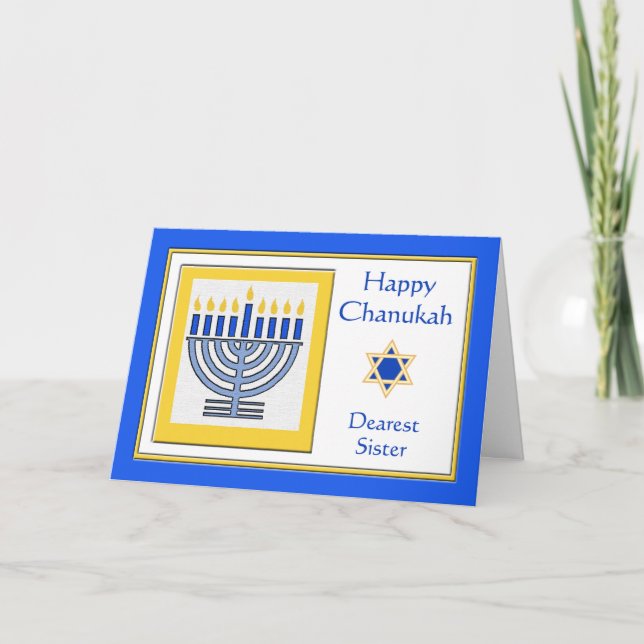 Cartão Irmã Chanukah Contemporânea Menorah (Frente)