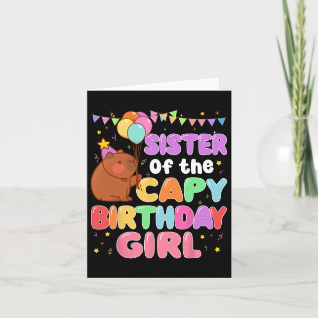 Cartão Irmã Da Família Capy Birthday Girl Capybara P (Frente)