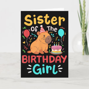 Cartão Irmã Da Menina Do Aniversário Família Capivara Bda