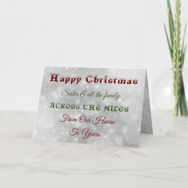 Cartão Irmã de Natal e toda a família ao longo dos quilôm (Frente)