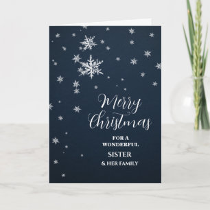 Cartão Irmã de Neve Moderna e Família Feliz Natal