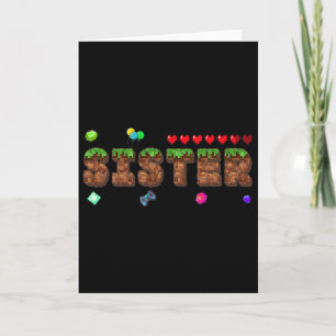 Cartão Irmã Do Menino Do Aniversário Jogo Pixel Festa Mat